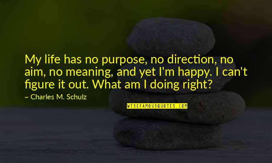 Tich Tren Quotes By Charles M. Schulz: My life has no purpose, no direction, no Tich Tren Quotes By Charles M. Schulz: My life has no purpose, no direction, no