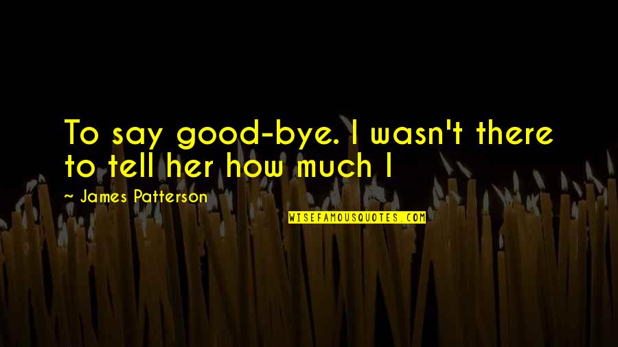 Tickets Booked Quotes By James Patterson: To say good-bye. I wasn't there to tell