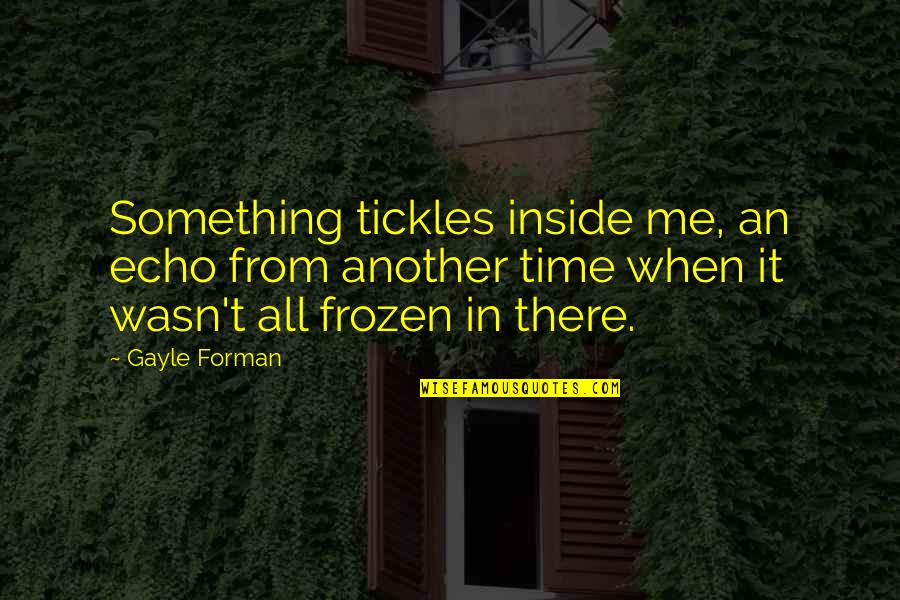 Tickles Quotes By Gayle Forman: Something tickles inside me, an echo from another Tickles Quotes By Gayle Forman: Something tickles inside me, an echo from another