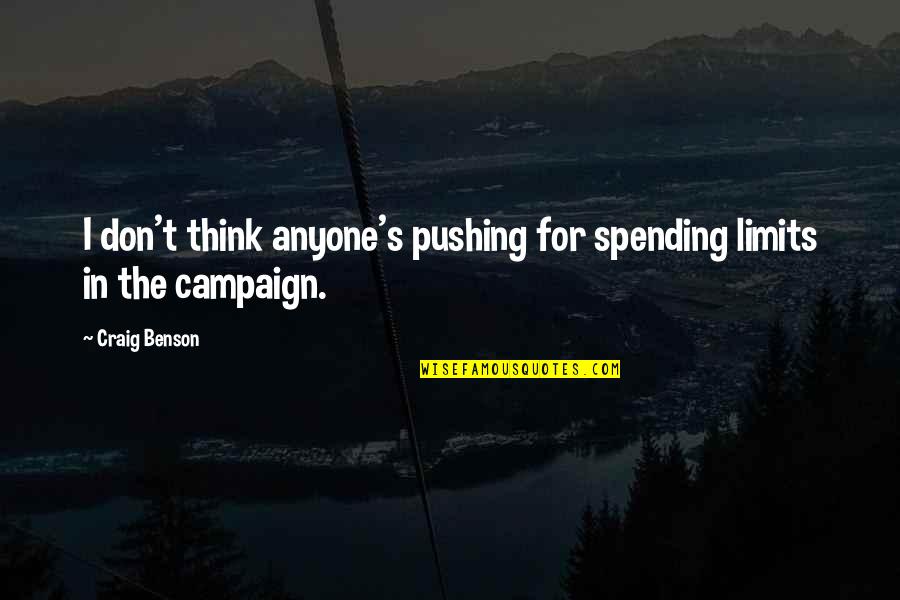 Ticklishness Cure Quotes By Craig Benson: I don't think anyone's pushing for spending limits