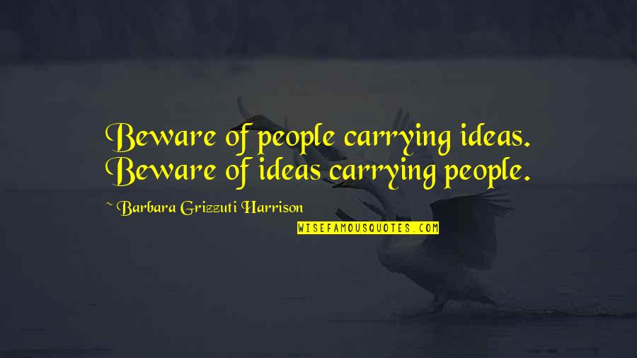 Tides Of Time Quotes By Barbara Grizzuti Harrison: Beware of people carrying ideas. Beware of ideas