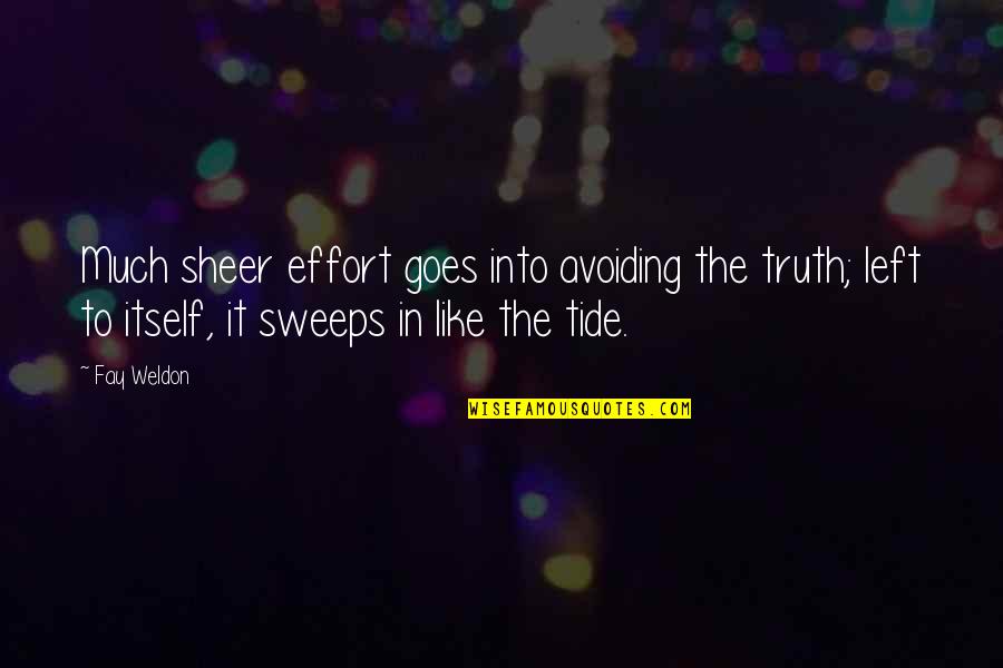 Tides The Quotes By Fay Weldon: Much sheer effort goes into avoiding the truth; Tides The Quotes By Fay Weldon: Much sheer effort goes into avoiding the truth;