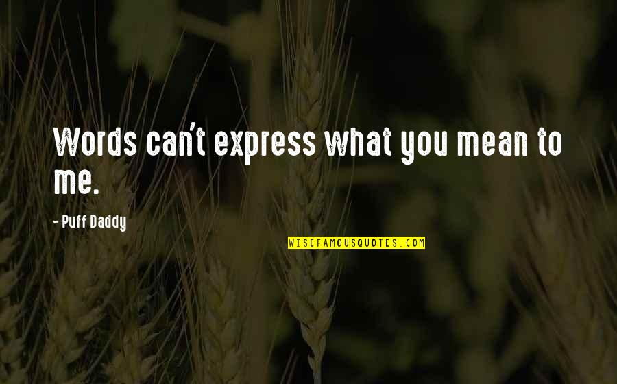 Tiedeman And Ohara Quotes By Puff Daddy: Words can't express what you mean to me. Tiedeman And Ohara Quotes By Puff Daddy: Words can't express what you mean to me.
