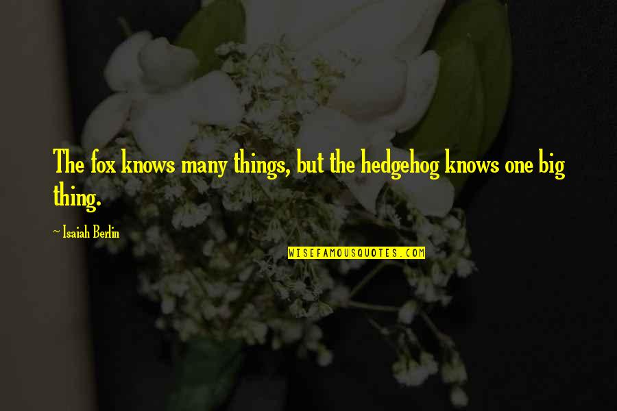 Tiembla Tierra Quotes By Isaiah Berlin: The fox knows many things, but the hedgehog Tiembla Tierra Quotes By Isaiah Berlin: The fox knows many things, but the hedgehog