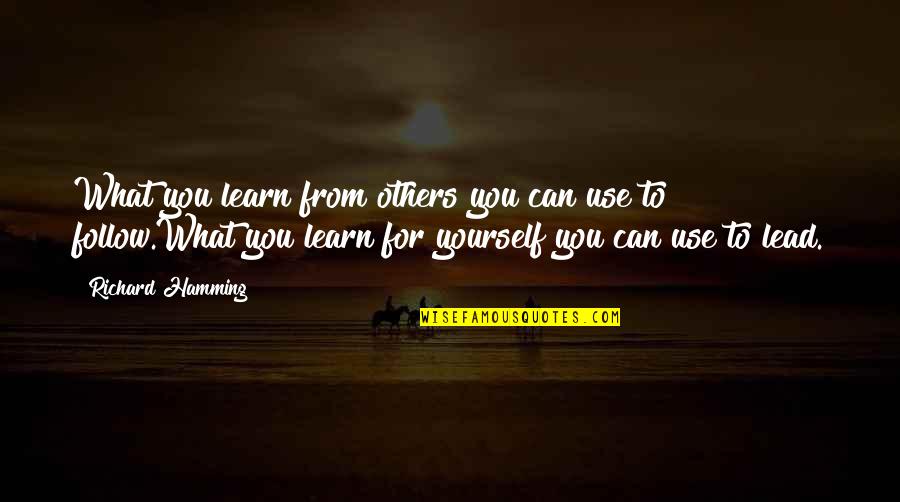 Tienie Versfeld Quotes By Richard Hamming: What you learn from others you can use Tienie Versfeld Quotes By Richard Hamming: What you learn from others you can use