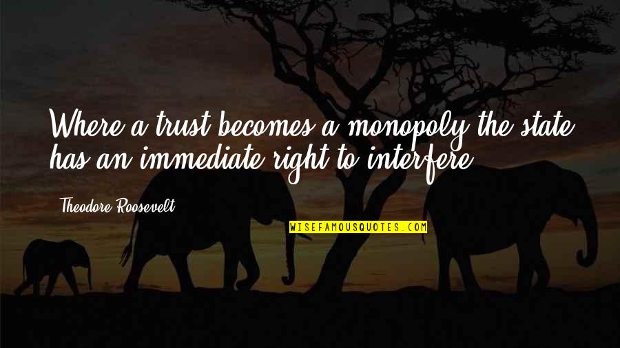 Tiento Quotes By Theodore Roosevelt: Where a trust becomes a monopoly the state