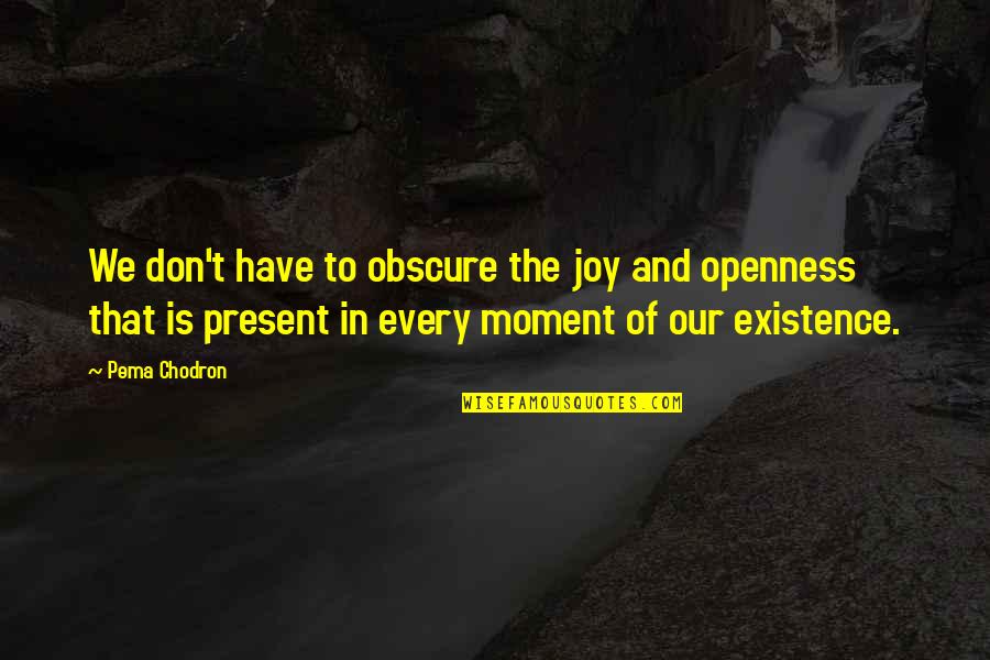 Tiffernhtown Quotes By Pema Chodron: We don't have to obscure the joy and