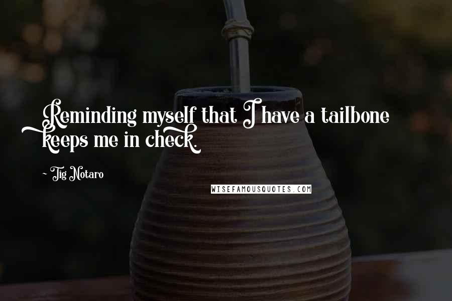 Tig Notaro quotes: Reminding myself that I have a tailbone keeps me in check.