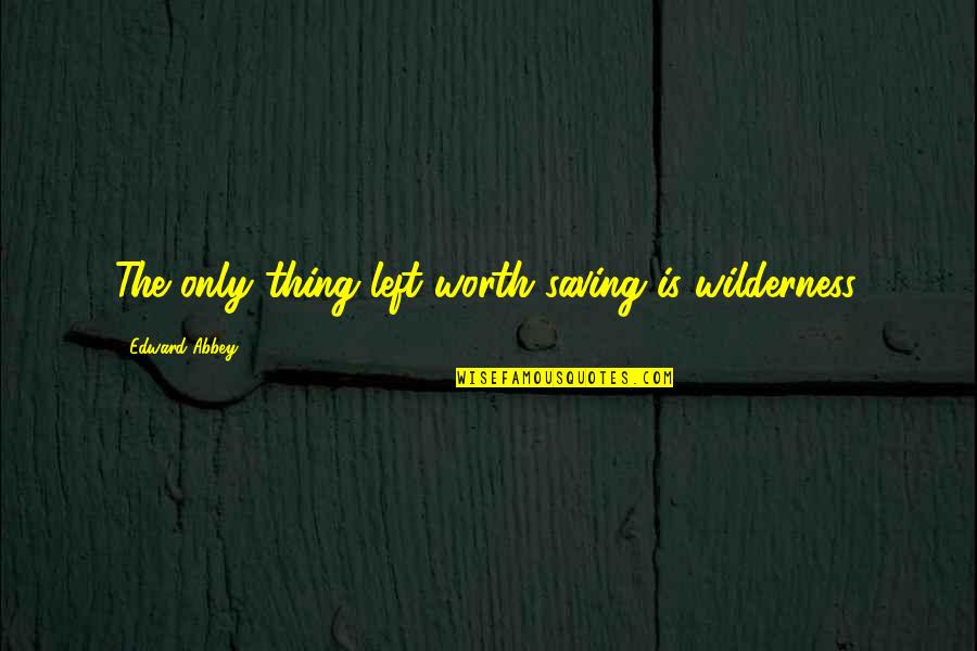 Tigelada Quotes By Edward Abbey: The only thing left worth saving is wilderness. Tigelada Quotes By Edward Abbey: The only thing left worth saving is wilderness.