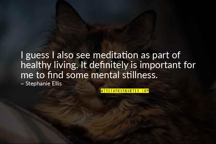 Tiger Eyes Quotes By Stephanie Ellis: I guess I also see meditation as part