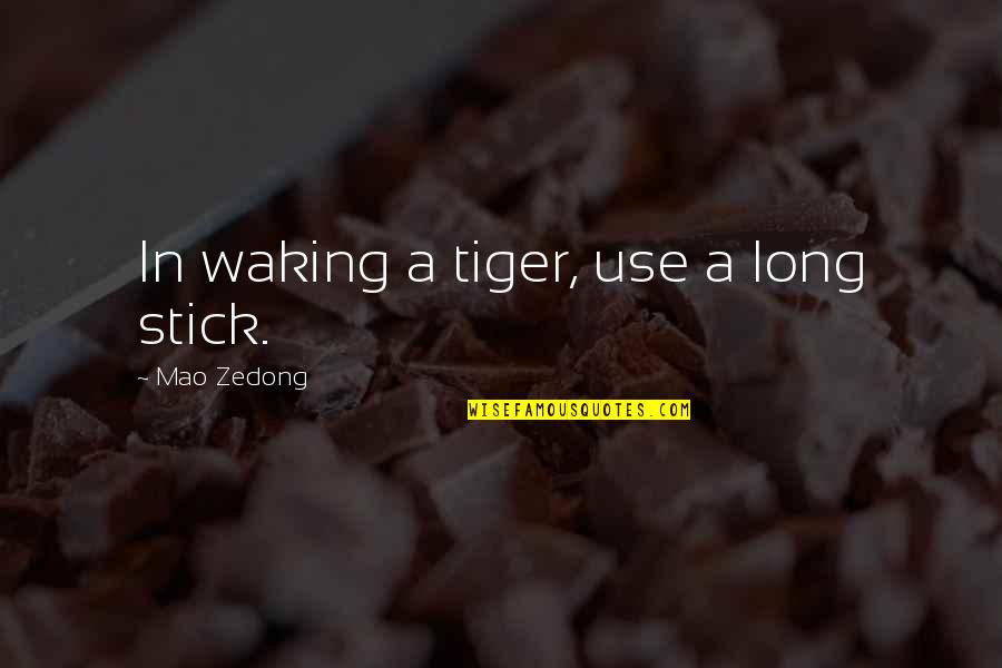 Tiger Quotes By Mao Zedong: In waking a tiger, use a long stick.