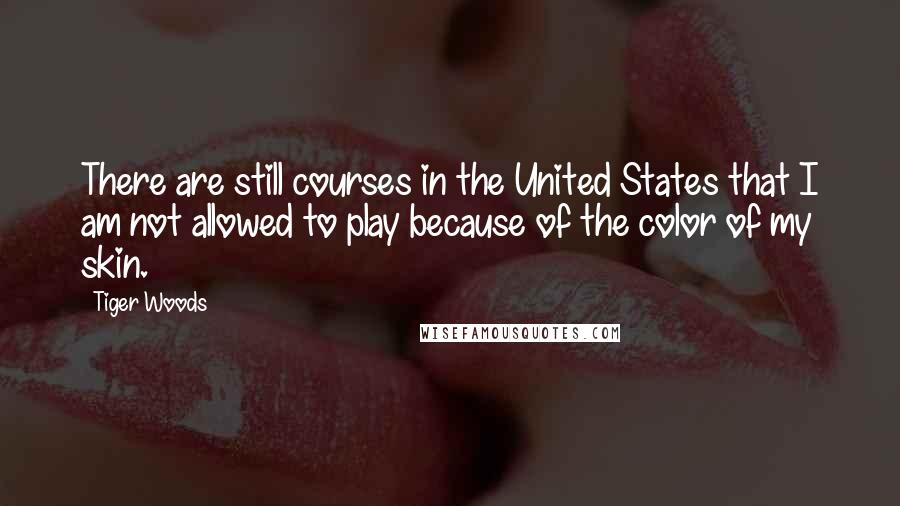 Tiger Woods quotes: There are still courses in the United States that I am not allowed to play because of the color of my skin. Tiger Woods quotes: There are still courses in the United States that I am not allowed to play because of the color of my skin.
