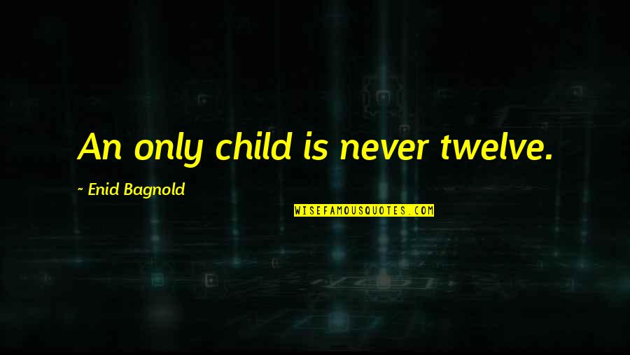 Tigerhood Reviews Quotes By Enid Bagnold: An only child is never twelve.