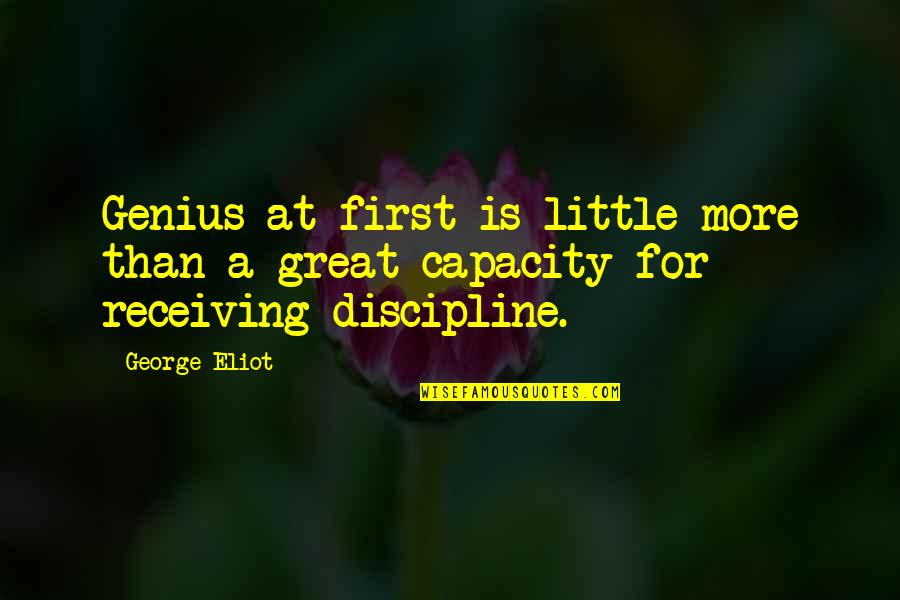 Tigerishness Quotes By George Eliot: Genius at first is little more than a