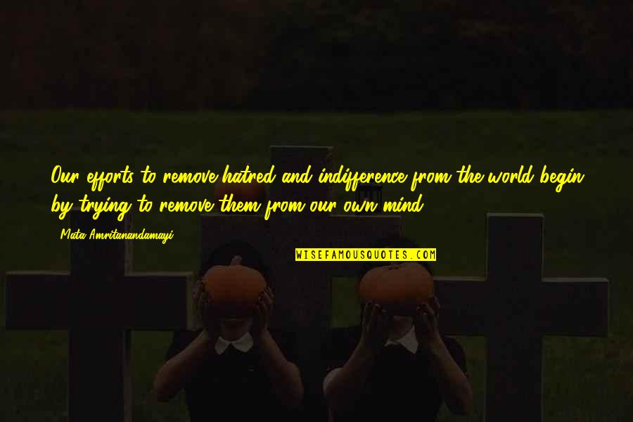 Tighten Ponytail Quotes By Mata Amritanandamayi: Our efforts to remove hatred and indifference from