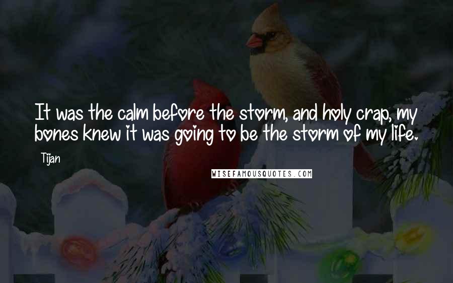 Tijan quotes: It was the calm before the storm, and holy crap, my bones knew it was going to be the storm of my life.