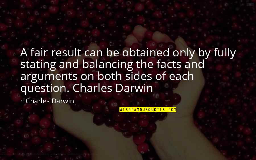 Tikalsky Joel Quotes By Charles Darwin: A fair result can be obtained only by
