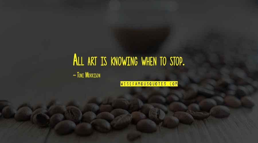 Tiki Barber Quotes By Toni Morrison: All art is knowing when to stop.