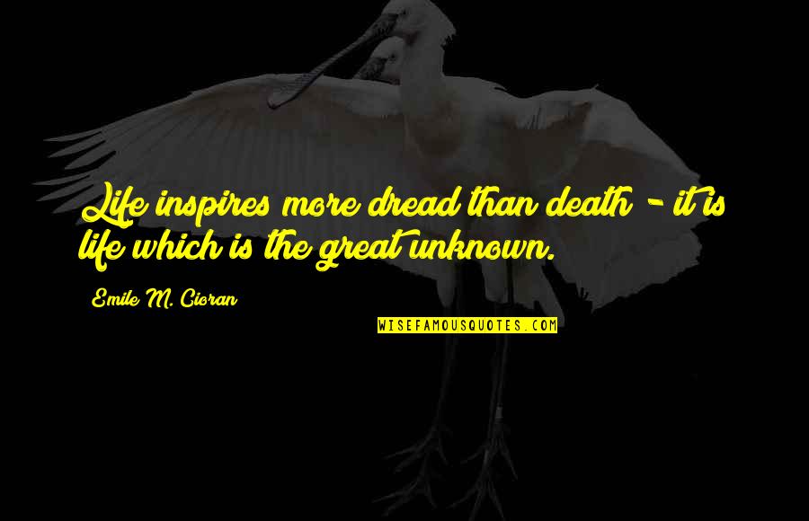 Tile Repair Quotes By Emile M. Cioran: Life inspires more dread than death - it