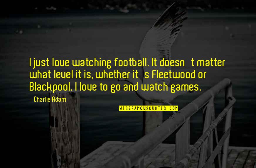 Tile Work Quotes By Charlie Adam: I just love watching football. It doesn't matter