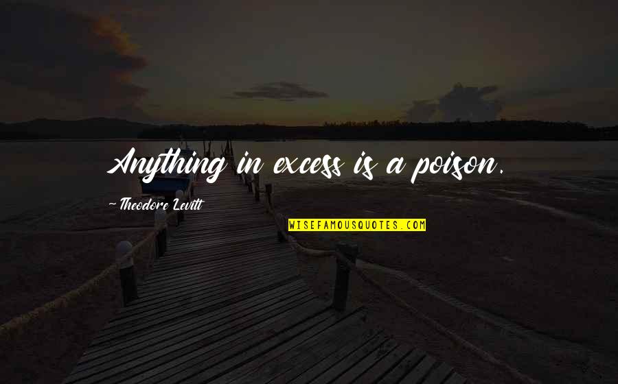 Tilkian Ara Quotes By Theodore Levitt: Anything in excess is a poison. Tilkian Ara Quotes By Theodore Levitt: Anything in excess is a poison.