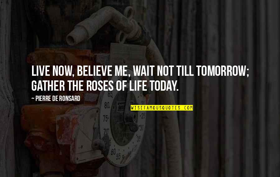 Till Tomorrow Quotes By Pierre De Ronsard: Live now, believe me, wait not till tomorrow;