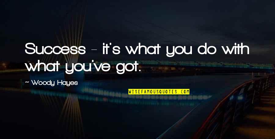 Tillbaka P Quotes By Woody Hayes: Success - it's what you do with what
