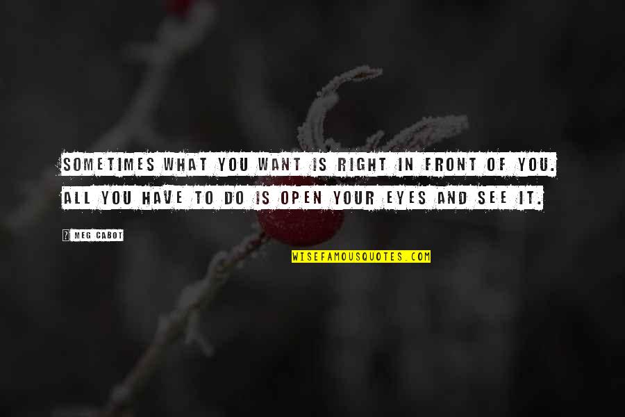 Tillis Singer Quotes By Meg Cabot: Sometimes what you want is right in front Tillis Singer Quotes By Meg Cabot: Sometimes what you want is right in front