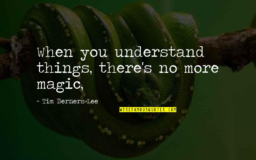 Tim Berners Quotes By Tim Berners-Lee: When you understand things, there's no more magic,