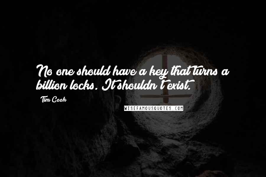 Tim Cook quotes: No one should have a key that turns a billion locks. It shouldn't exist.