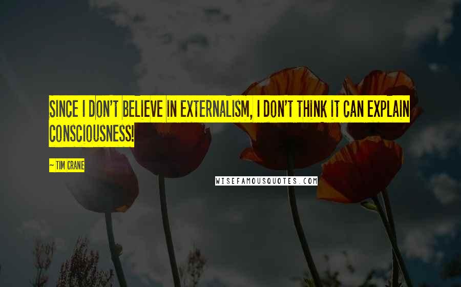 Tim Crane quotes: Since I don't believe in externalism, I don't think it can explain consciousness!