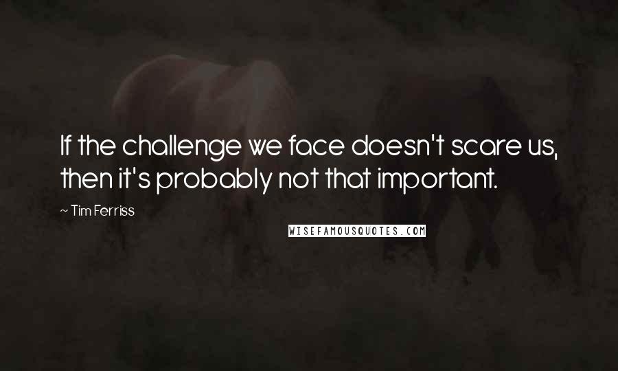 Tim Ferriss quotes: If the challenge we face doesn't scare us, then it's probably not that important.