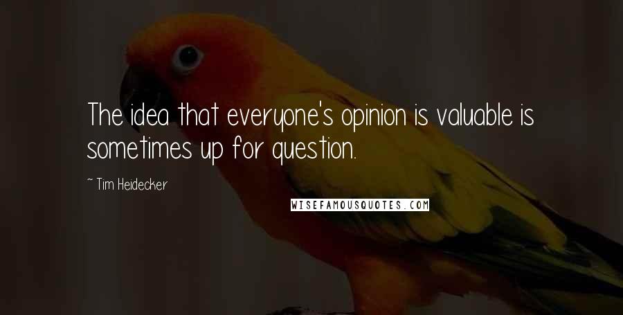 Tim Heidecker quotes: The idea that everyone's opinion is valuable is sometimes up for question.