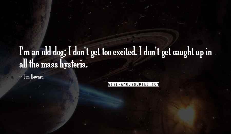 Tim Howard quotes: I'm an old dog; I don't get too excited. I don't get caught up in all the mass hysteria.