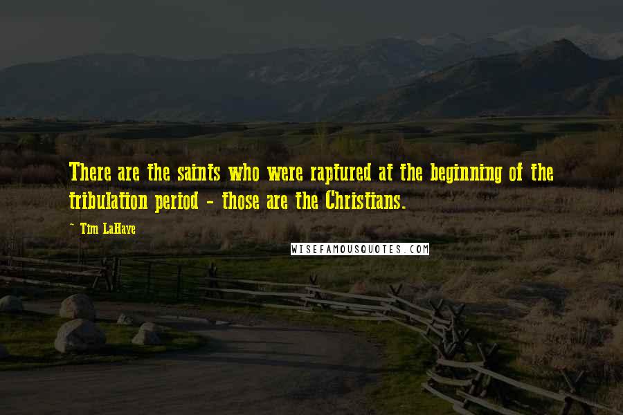 Tim LaHaye quotes: There are the saints who were raptured at the beginning of the tribulation period - those are the Christians.