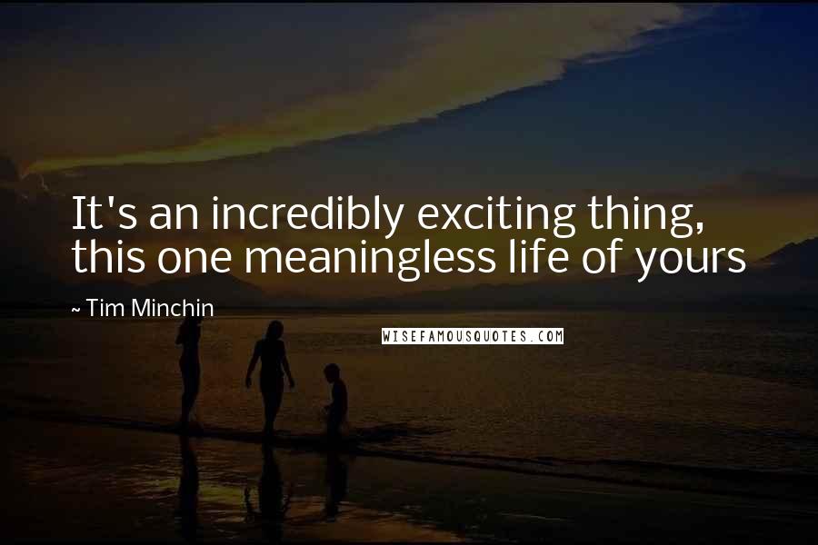 Tim Minchin quotes: It's an incredibly exciting thing, this one meaningless life of yours