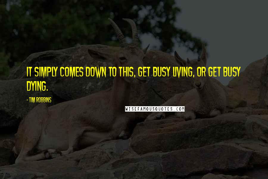 Tim Robbins quotes: It simply comes down to this, Get Busy Living, or Get Busy Dying.