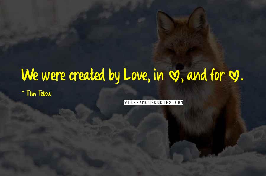 Tim Tebow quotes: We were created by Love, in love, and for love.