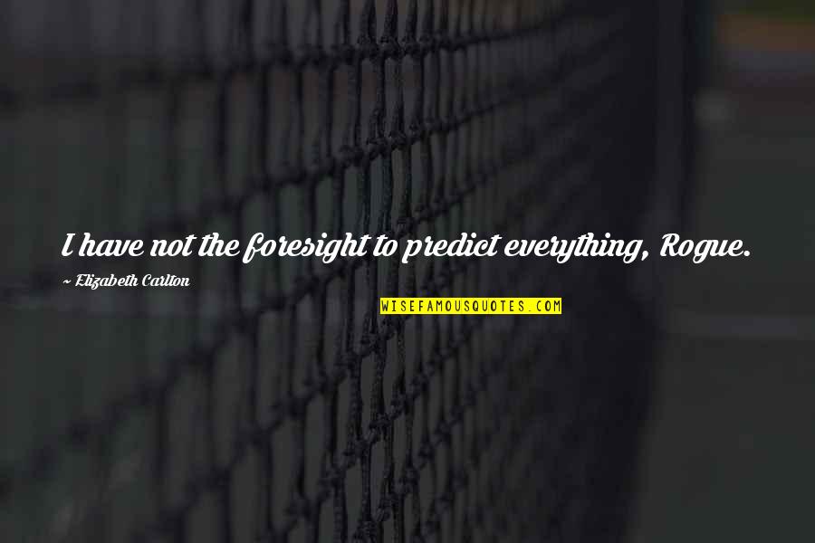 Timara Towles Quotes By Elizabeth Carlton: I have not the foresight to predict everything,