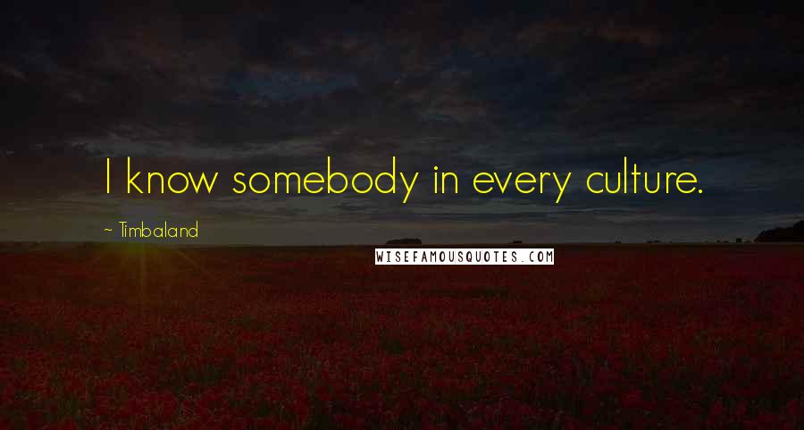 Timbaland quotes: I know somebody in every culture.