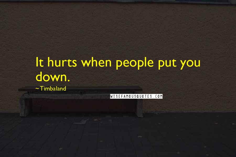 Timbaland quotes: It hurts when people put you down.