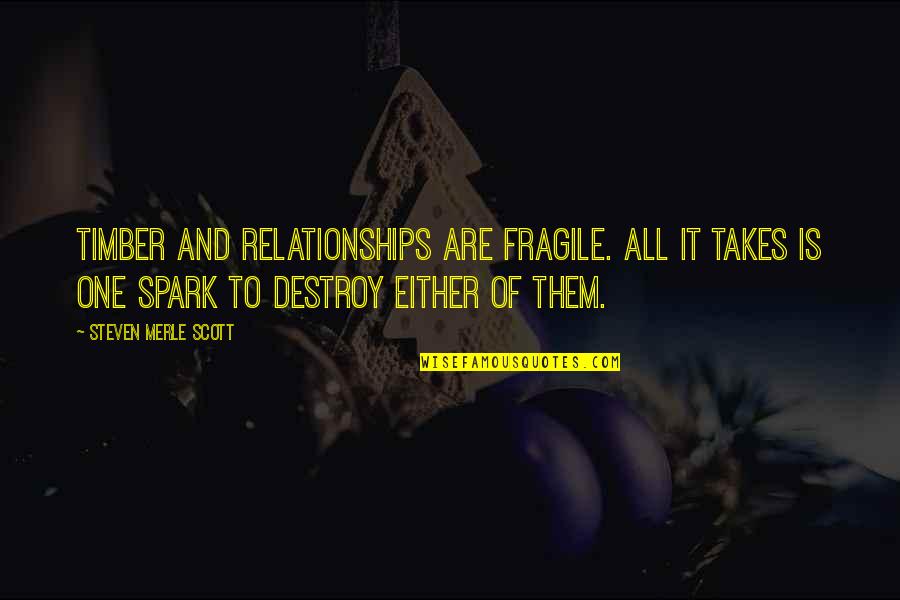 Timber Quotes By Steven Merle Scott: Timber and relationships are fragile. All it takes