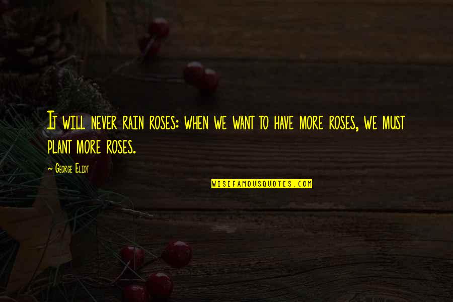 Timbuktu Quote Quotes By George Eliot: It will never rain roses: when we want
