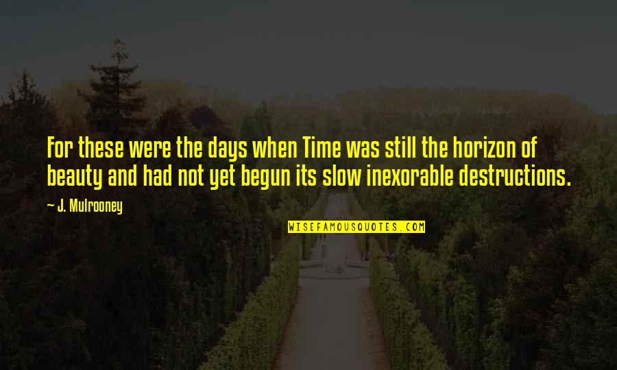 Time And Beauty Quotes By J. Mulrooney: For these were the days when Time was