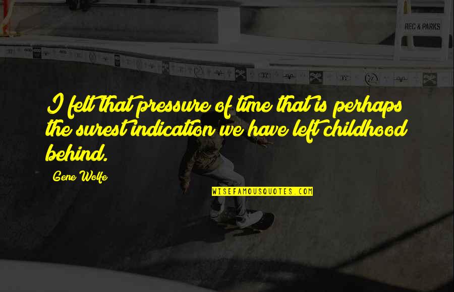 Time And Childhood Quotes By Gene Wolfe: I felt that pressure of time that is