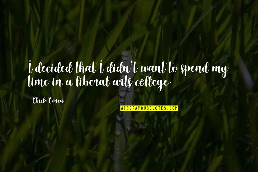 Time And College Quotes By Chick Corea: I decided that I didn't want to spend