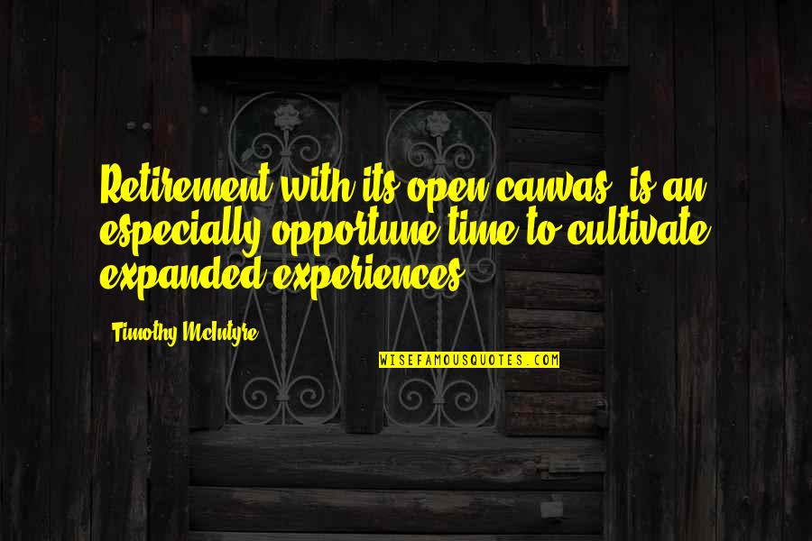 Time And Retirement Quotes By Timothy McIntyre: Retirement with its open canvas, is an especially