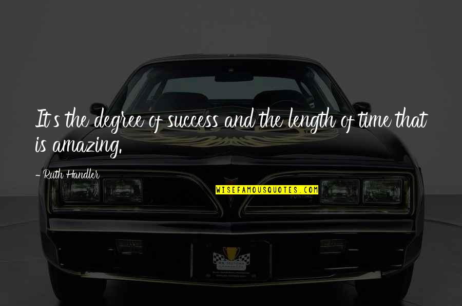 Time And Success Quotes By Ruth Handler: It's the degree of success and the length