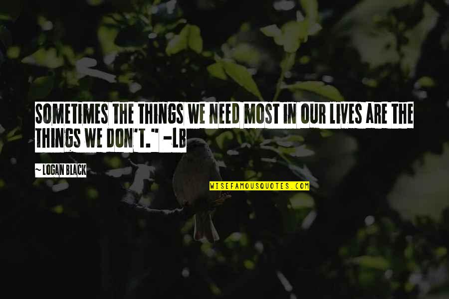 Time Apart Friendship Quotes By Logan Black: Sometimes the things we need most in our