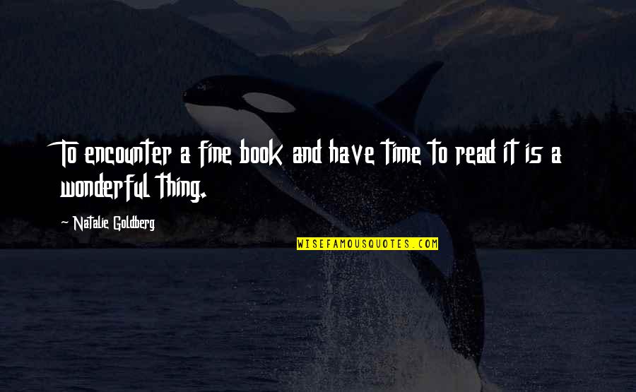 Time Book Quotes By Natalie Goldberg: To encounter a fine book and have time